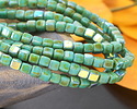 Czech Glass Turquoise AB Picasso Cube 4mm