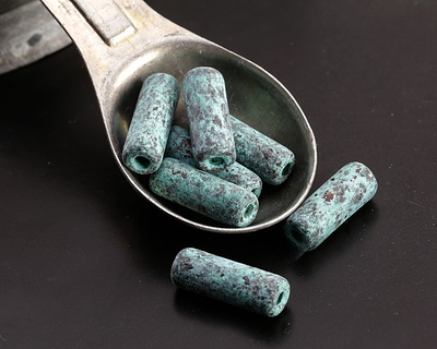 Mykonos Metalized Ceramic Copper Patina Tube 17x6mm