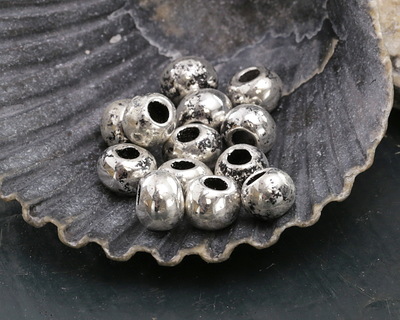 Mykonos Metalized Ceramic Antique Silver Rondelle 4-5x6mm