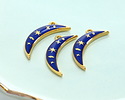 24K Gold (plated) Cobalt Enamel Celestial Crescent Moon Focal 7x25mm