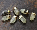 Prehnite w/ Rutile Point w/ Gold Finish 8x16mm