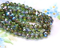 Czech Glass Peridot & Crystal AB Fire Polished Rondelle 3x5mm