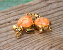 24K Gold (plated) Coral Enamel Turtle Focal Link 16x15mm