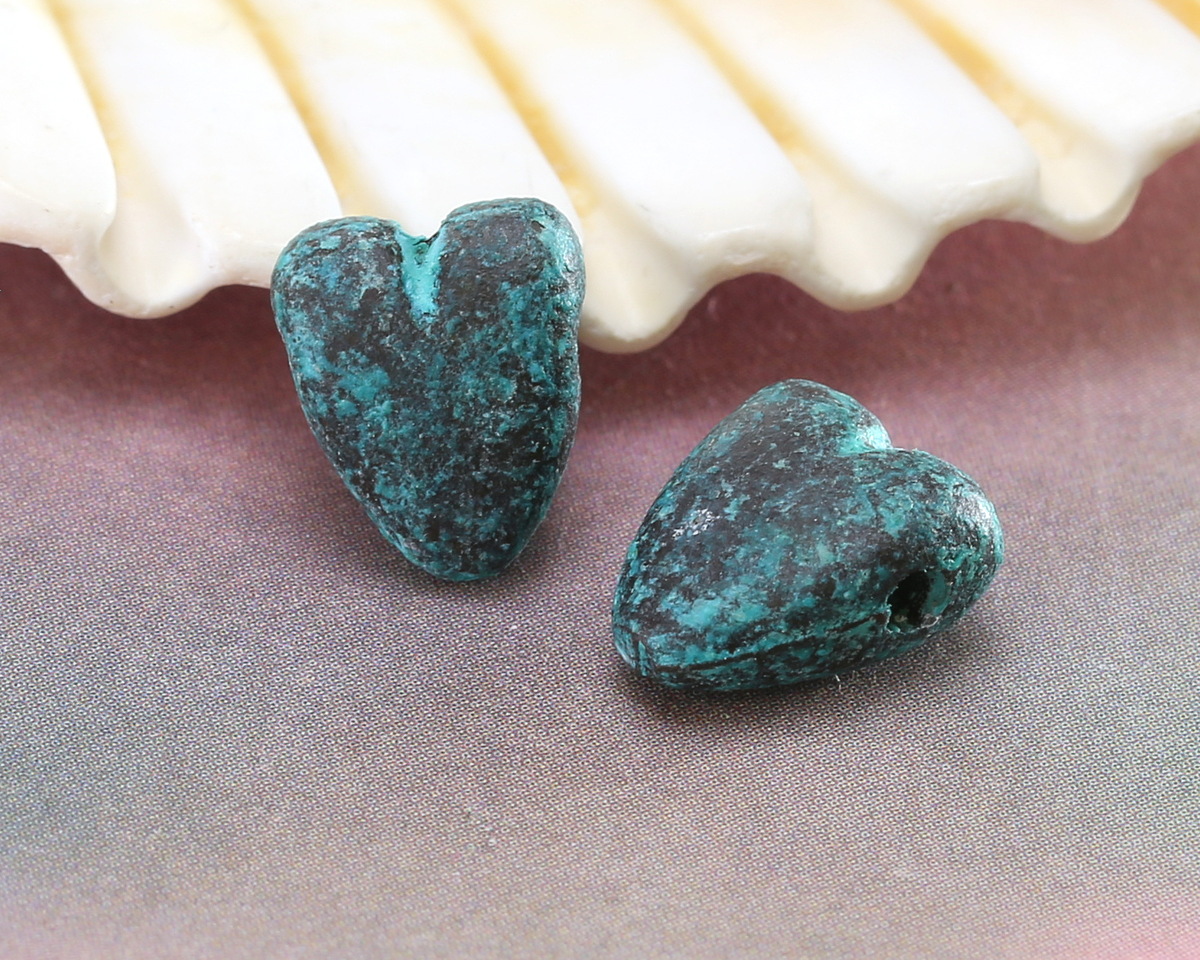 Mykonos Copper (plated) Patina Heart Bead Focal 10x11mm