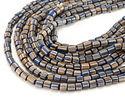 Java Glass Pacific Blue w/ Stripes Graduated Gooseberry Beads 3-6x4-6mm