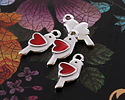 Antique Silver (plated) Red Enamel Love Bird Focal 12x13.5mm