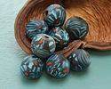 Vintage India Millefiori Bead Teal Round 18-20mm