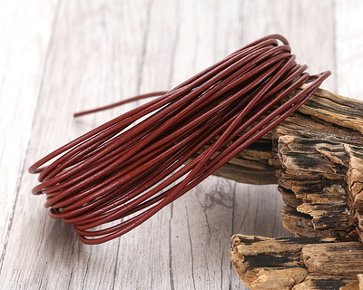 Red Brown Round Greek Leather Cord 1.5mm, 16 feet