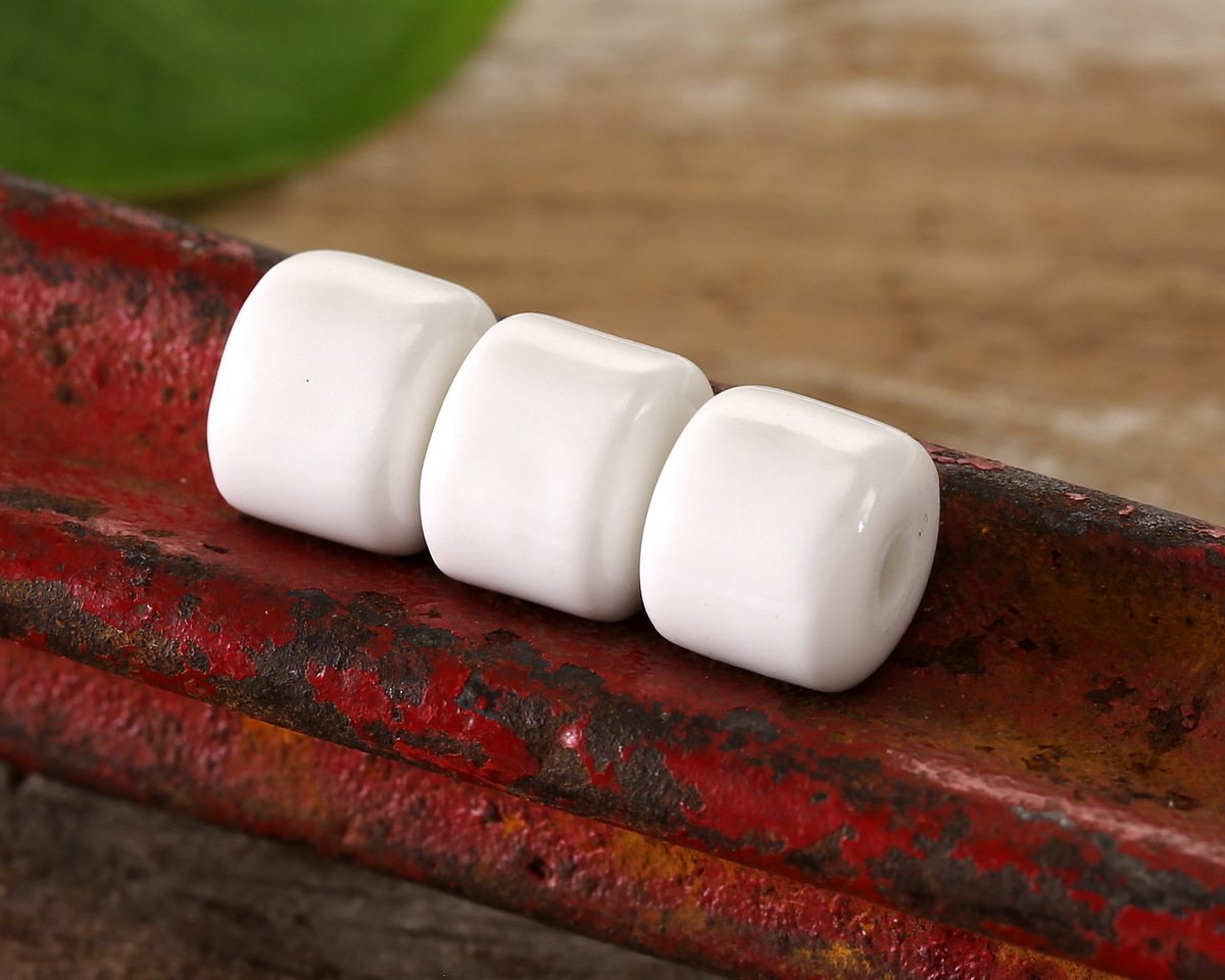 White Porcelain Barrel 9x10mm
