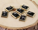 Black Obsidian w/ Gold Finish Faceted Rectangle Focal 10x15mm