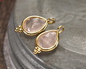 Rose Quartz w/ Gold Finish Faceted Teardrop Focal 10x12mm