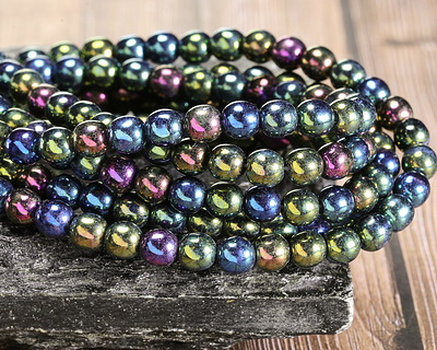 Czech Glass Iris Green Round 6mm