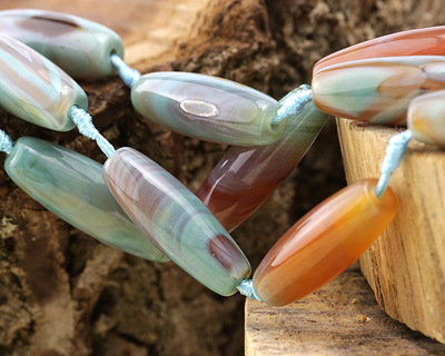 Blue Haze Agate Rice 38-40x13-15mm