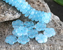 Czech Glass Crystal w/ Blue Wash Flower 14mm