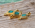 24K Gold (plated) Emerald Pearl Enamel Beaded Diamond Focal 10x17mm