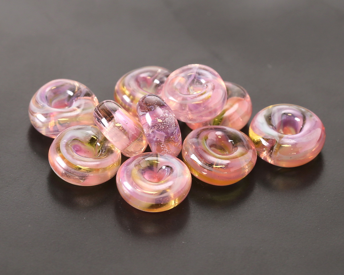 Unicorne Beads Glass Pastel Paradise Donut 4-6x9-11mm