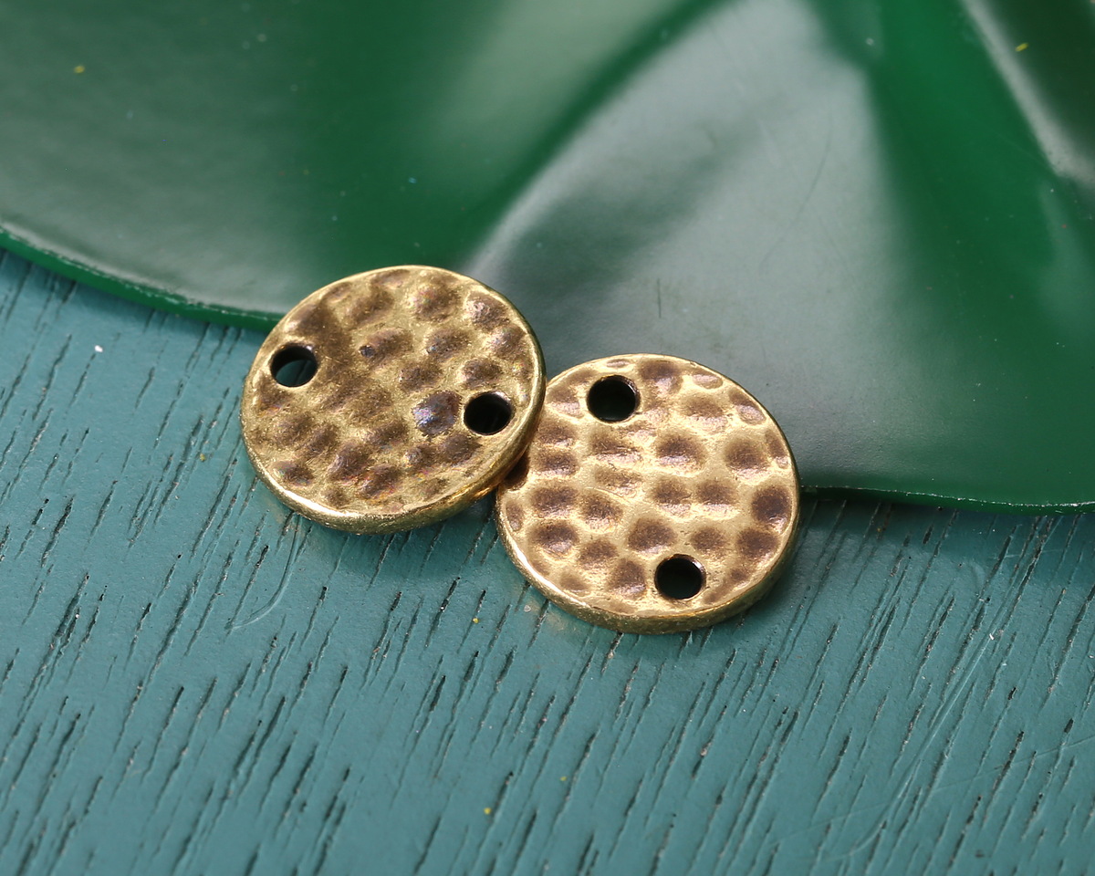 TierraCast Antique Brass (plated) Hammertone Round Focal Link 11mm