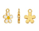 24K Gold (plated) White/Yellow Enamel Daisy Focal 10.5x13.5mm