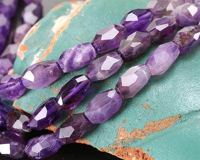 Amethyst Microfaceted Long Nugget 9x14mm