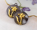 Daffodil Two-Toned Gunmetal & Gold Finish Round Focal 17.5x20.5mm