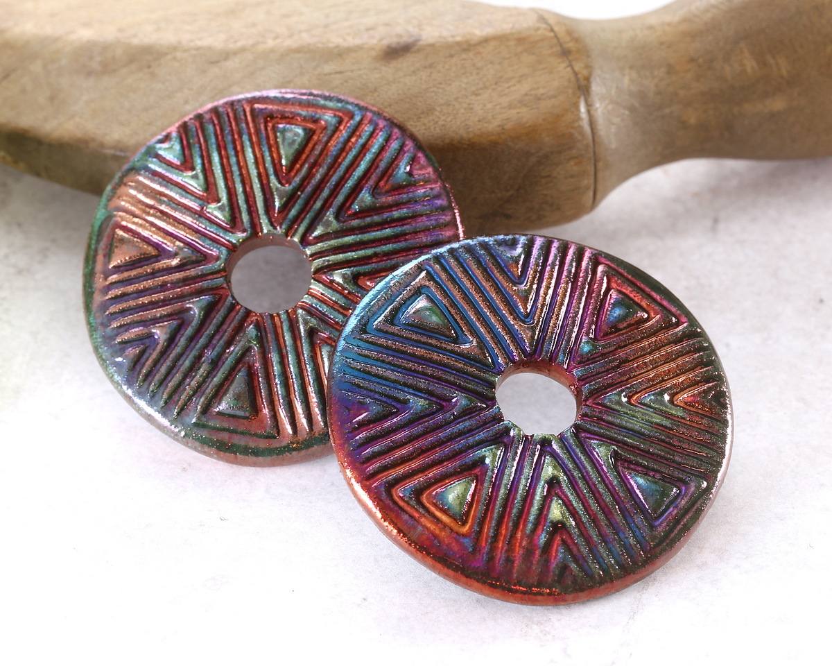 Xaz Raku Flash Geometric Lines Donut 44-46mm