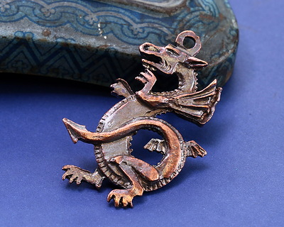 Mykonos Antique Copper (plated) Large Dragon Focal 28x45mm
