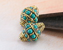 Nepalese Brass w/ Turquoise Dots 20-22x15-16mm