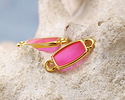 24K Gold (Plated) Transparent Paradise Pink Resin Rectangle Focal Link 16x6mm