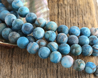Larimar Blue Crazy Lace Agate (matte) Round 8mm