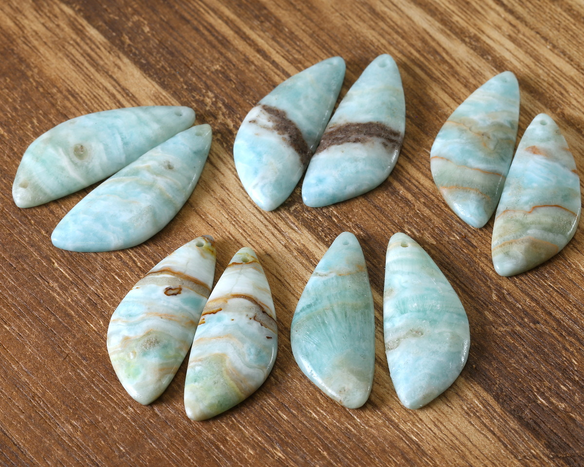 Black Gold Amazonite Irregular Triangle Pendant Pair 15x40mm