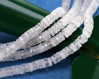 Rock Crystal Quartz Microfaceted Heishi 2x6mm
