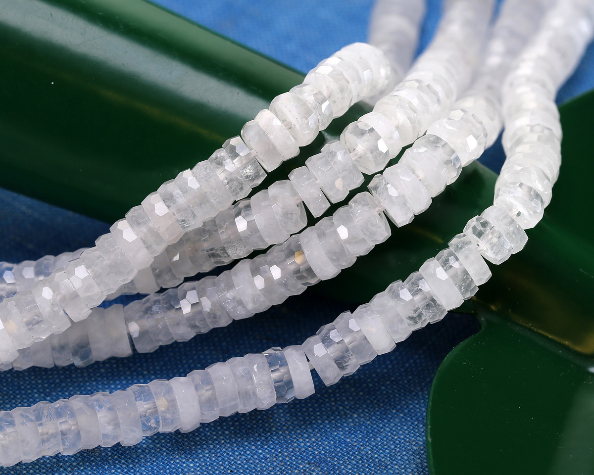 Rock Crystal Quartz Microfaceted Heishi 2x6mm