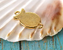 24K Gold (plated) Turquoise Pearl Enamel Fish Focal Link 19x11mm