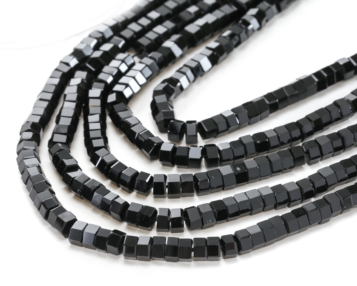 Black Obsidian Microfaceted Heishi 3x6mm