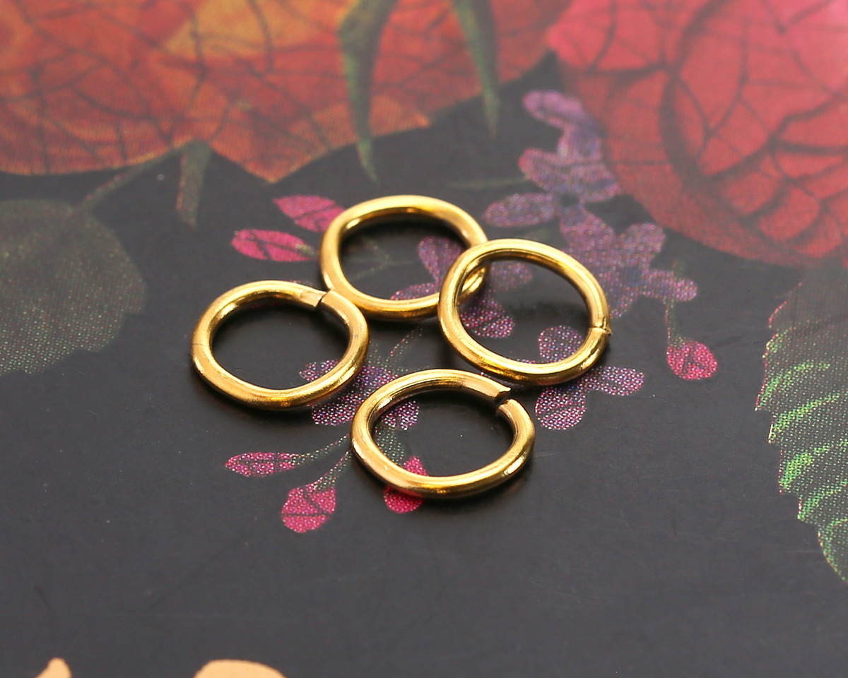 Waterproof 18K Gold PVD Plated Stainless Steel Jump Ring 8mm, 18 gauge