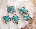 Turquoise Blue Magnesite w/ Silver Finish Sea Turtle Focal 15x19mm