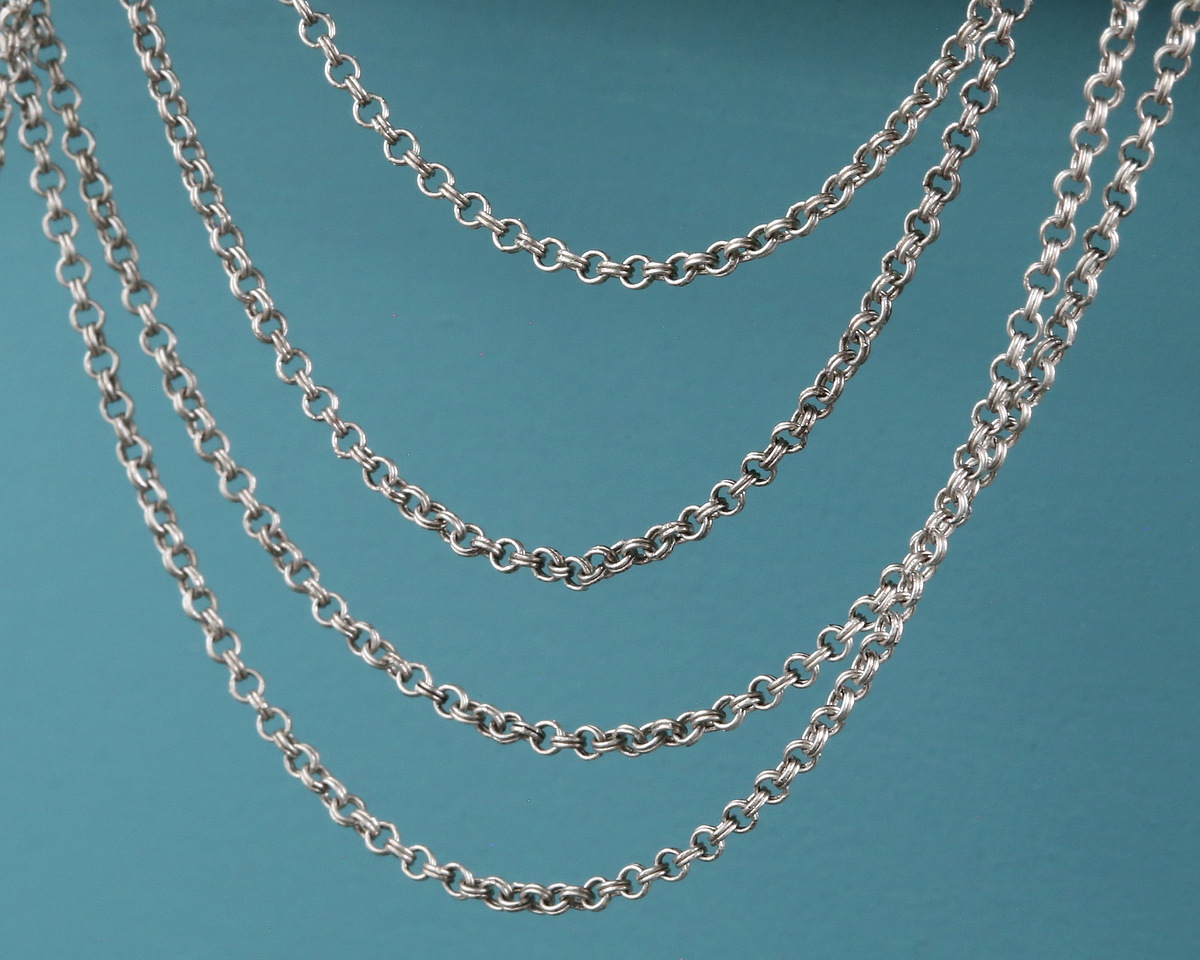 Antique Silver (plated) Tiny Double Rollo Chain, 5' Package