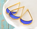 24K Gold (Plated) Transparent Cobalt Blue Resin Openwork Teardrop Focal 24x42mm