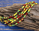 African Glass Red/Green/Yellow Seed Bead Mix 2-3mm