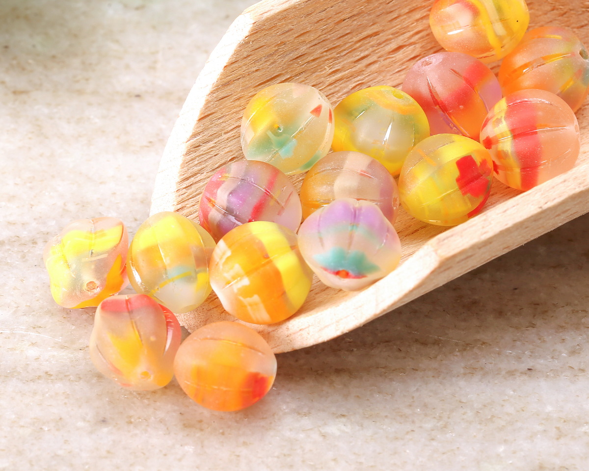 Czech Glass (German Glass) Matte Tropical Mix Melon Round 10mm
