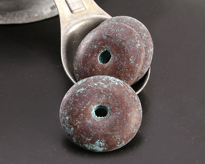 Mykonos Metalized Ceramic Copper Patina Donut 27mm