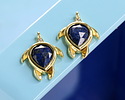 Lapis w/ Gold Finish Sea Turtle Focal 15x19mm
