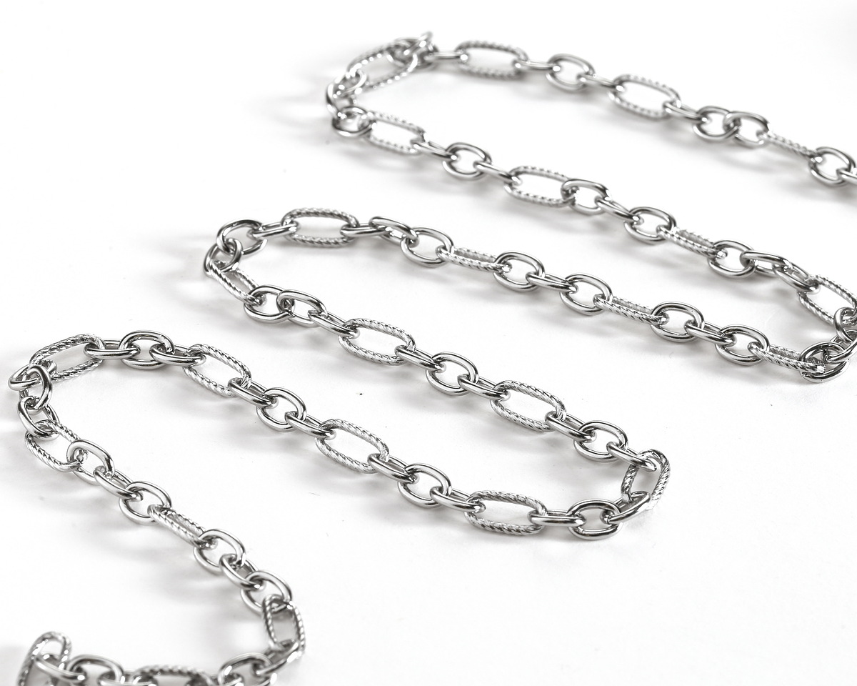 Stainless Steel 1:3 Textured Cable Chain, 25ft Spool