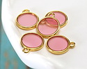 24K Gold (Plated) Transparent Rose Resin Round Focal 12x14mm