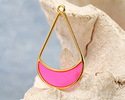 24K Gold (Plated) Transparent Paradise Pink Resin Openwork Teardrop Focal 24x42mm
