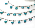 Zola Elements Silver Finish Bar Chain w/ Enamel Turquoise Coin Charm