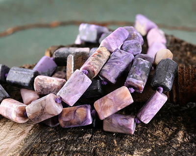 Charoite (matte - AAA) Natural Cut Tube 10-14x5-8mm