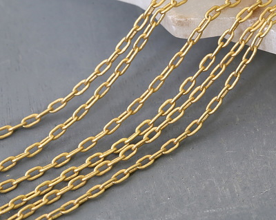 Satin Hamilton Gold (plated) Small Paperclip Chain, 50m Spool