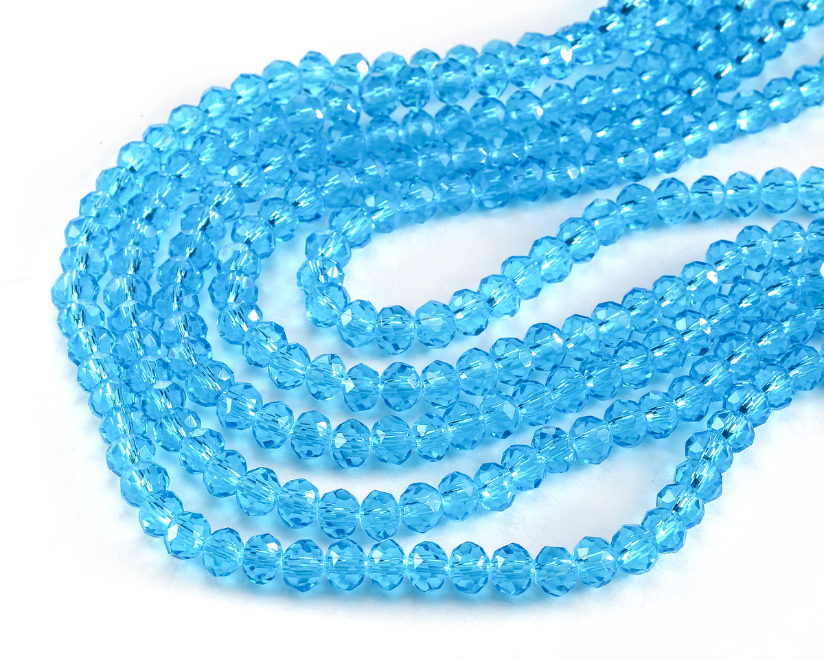 5x8mm Faceted Brazilian Aquamarine Rondelle Beads – Loose Stones For Jewelry Making (15" Strand)