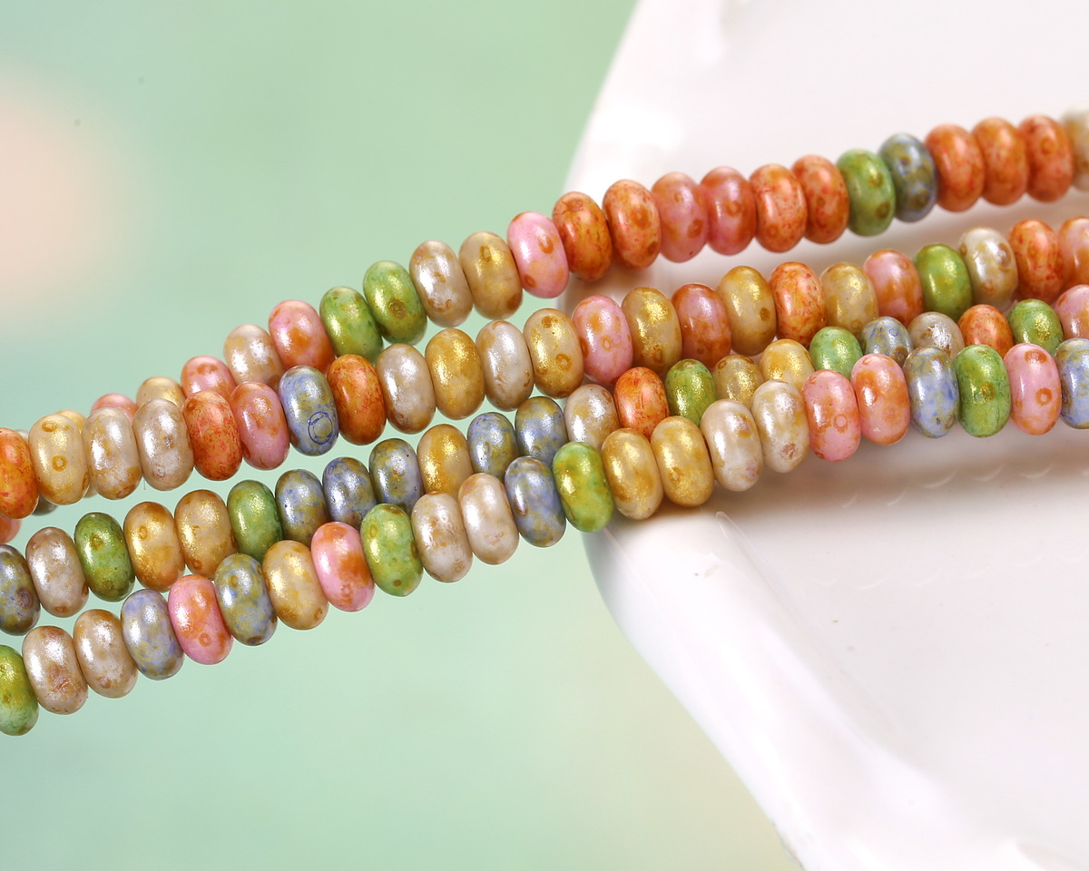 Czech Glass Fruit Cake Bright Rondelle 2.5x4mm